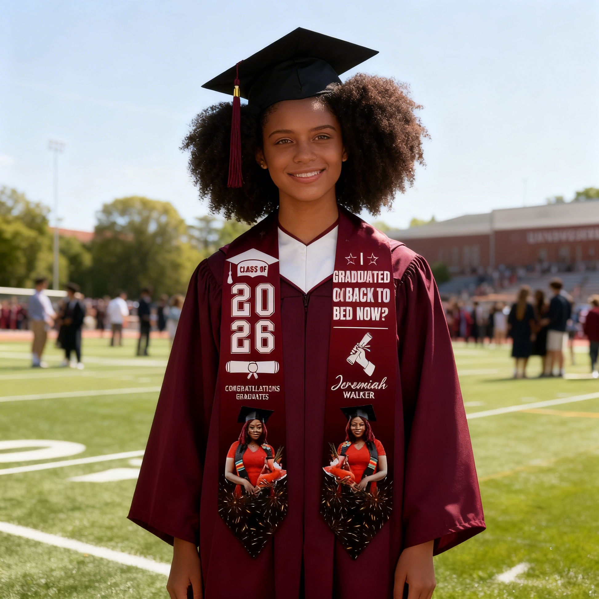 Custom senior graduation sash with funny quote design