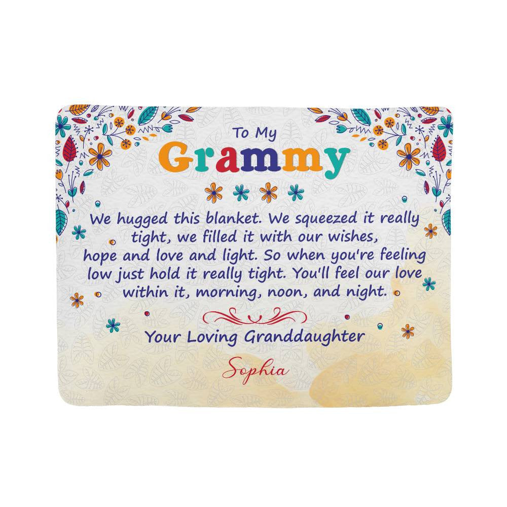 Personalized Grammy Sherpa Fleece Blanket from Granddaughter