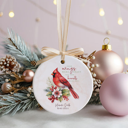 Personalized Memorial Ornament – “Your Wings Were Ready” Cardinal Remembrance Ornament – In Memory of Loved One Christmas Keepsake Gift