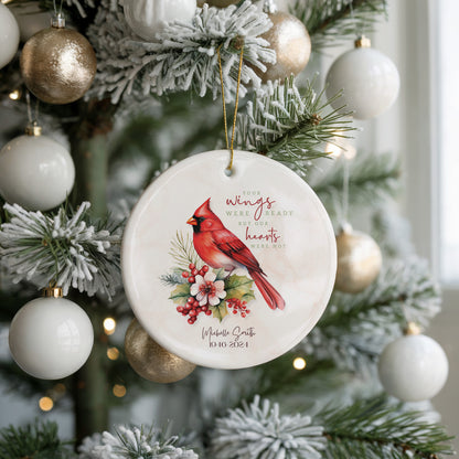 Personalized Memorial Ornament – “Your Wings Were Ready” Cardinal Remembrance Ornament – In Memory of Loved One Christmas Keepsake Gift