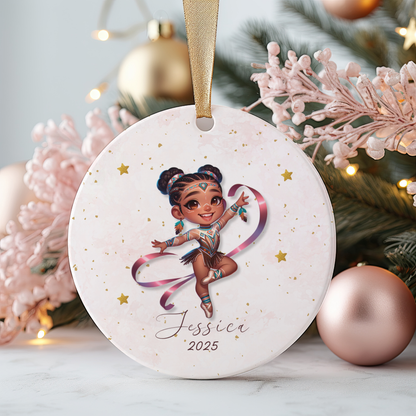 Personalized Gymnastics Ornament – Custom Gymnast Christmas Ornament for Girls – Rhythmic Gymnast Gift – Gymnastics Team Keepsake 2025