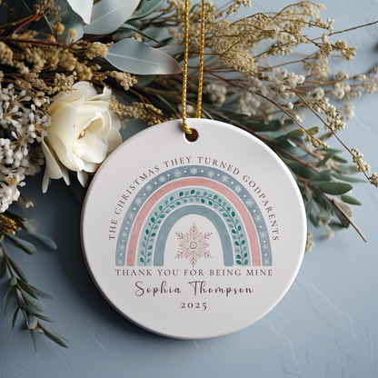 Personalized Godparent Ornament from Godchild – Custom Names & Year – Thank You Christmas Gift Keepsake