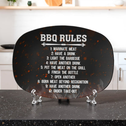 Funny BBQ Rules Serving Platter – Hilarious Grilling Gift for BBQ Lovers