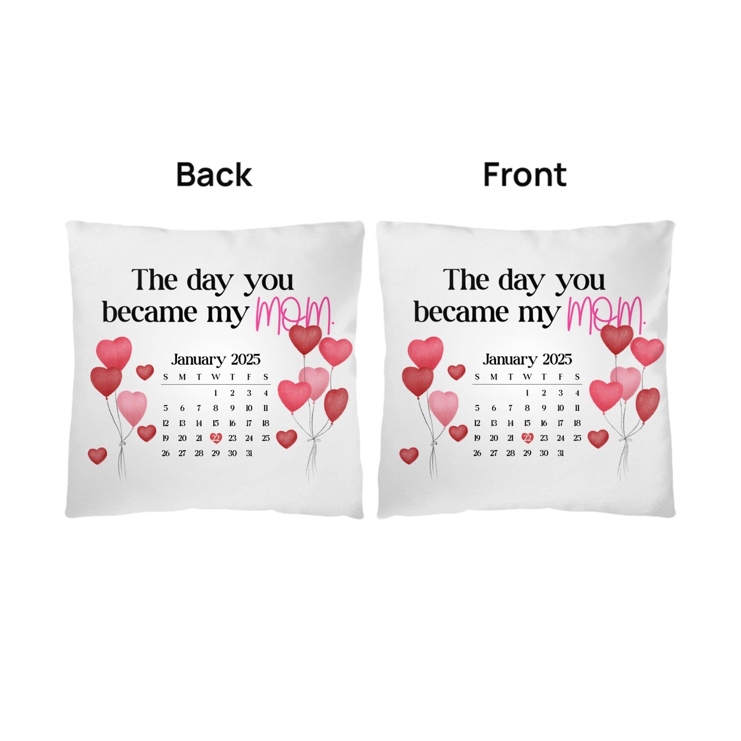 Personalized “The Day You Became My Mom” Throw Pillow – Custom Date Keepsake Gift