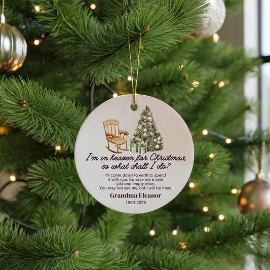 Personalized Memorial Ornament – “I’m in Heaven for Christmas” Custom Remembrance Ornament – In Loving Memory Keepsake Gift for Loss of Loved One