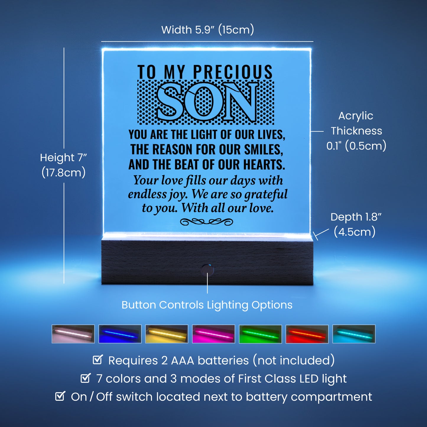To My Son – Engraved LED Acrylic Plaque Keepsake Gift