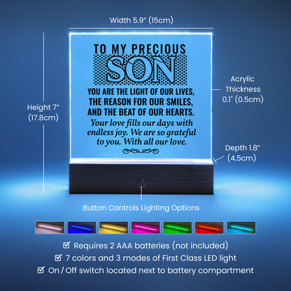 To My Son – Engraved LED Acrylic Plaque Keepsake Gift