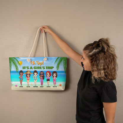 Custom Girl's Trip Beach Tote Bag – Personalized Name Gift for Friends & Summer