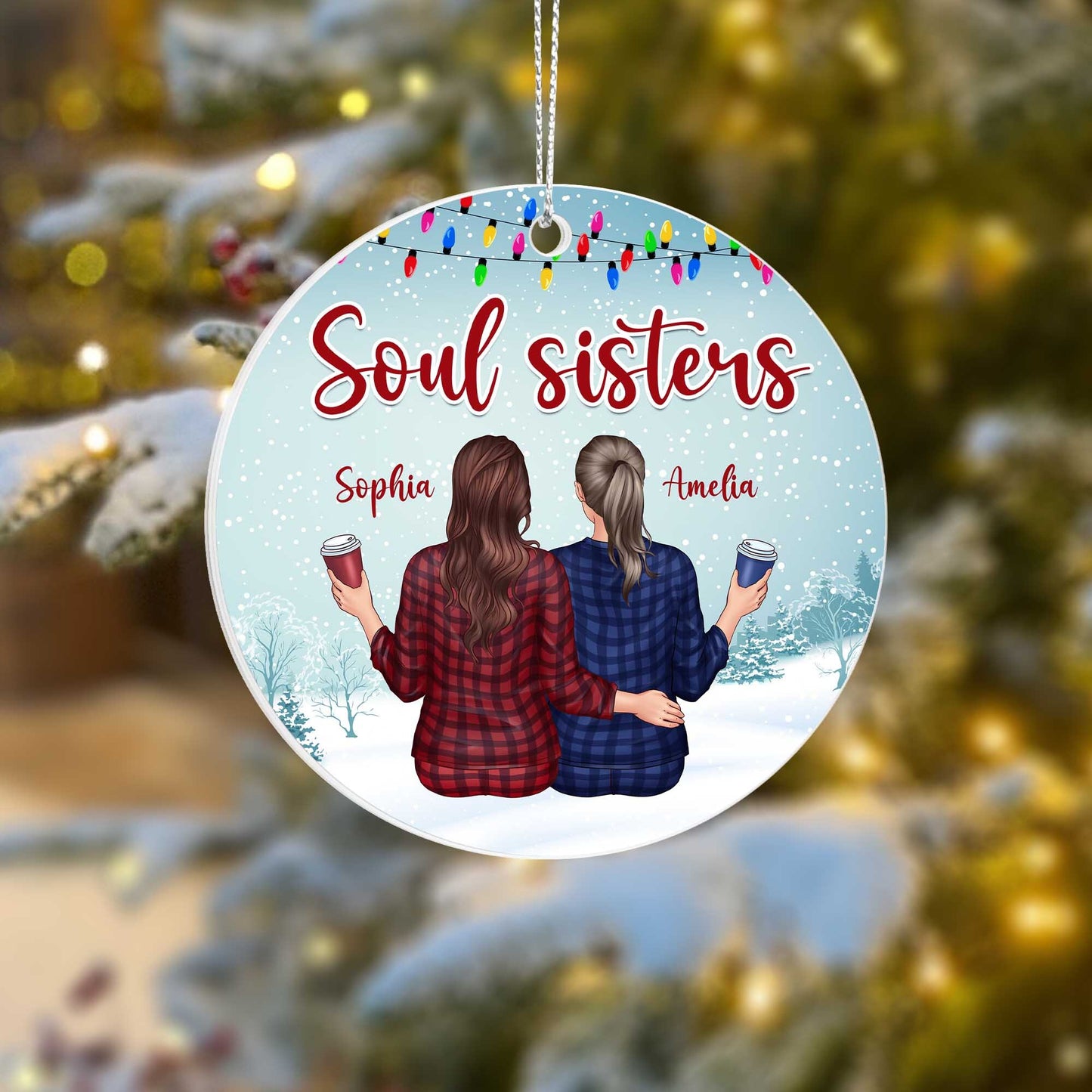 Personalized Soul Sisters Ornament – Custom Name Christmas Gift for Best Friends or Sisters, Holiday Ornament