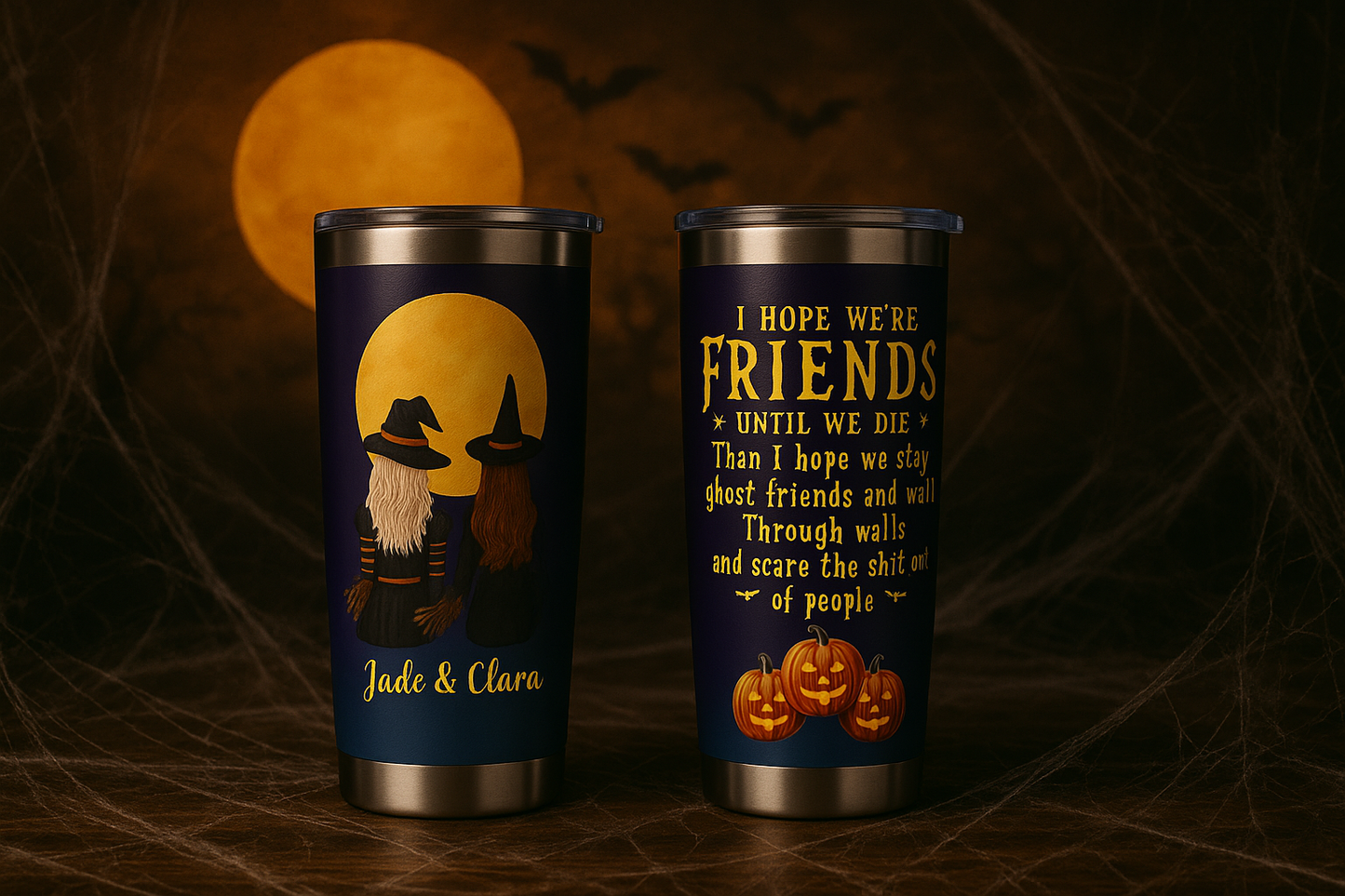 Personalized Witch Best Friend Tumbler – Funny Halloween Ghost Friends Cup