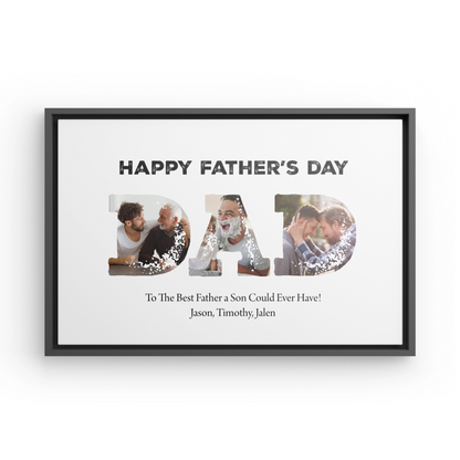 Personalized “DAD” Framed Father's Day Photo Canvas Keepsake Gift for Dad