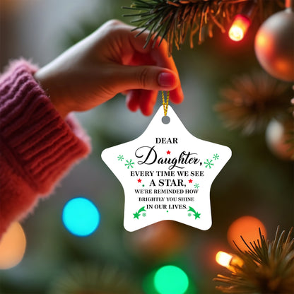 Dear Daughter Star Ornament – Christmas Gift from Parents, Inspirational Keepsake, Holiday Tree Decoration 2025