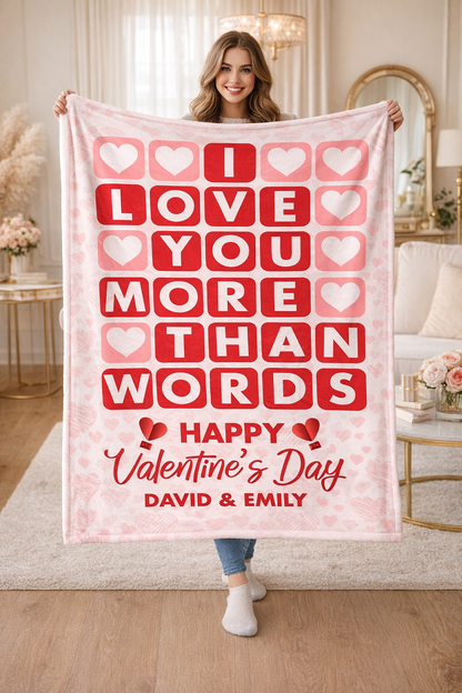 I Love You More Fleece Blanket – Personalized Valentine Couple Blanket