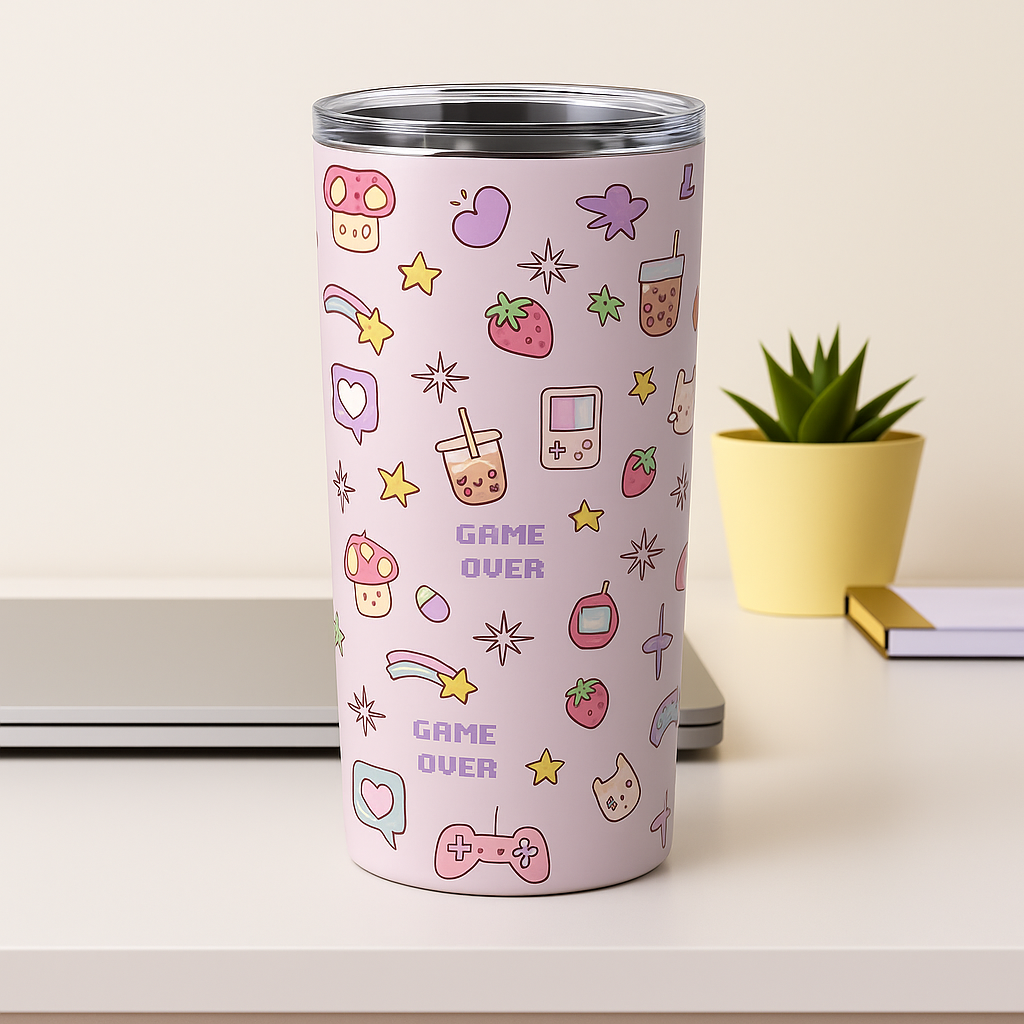 Kawaii Gamer Girl 20oz Tumbler – Cute Gaming-Themed Stainless Steel Cup for Kids