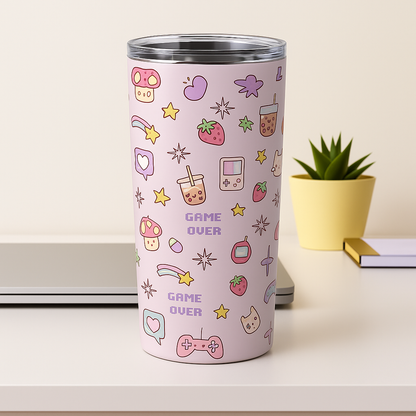Kawaii Gamer Girl 20oz Tumbler – Cute Gaming-Themed Stainless Steel Cup for Kids