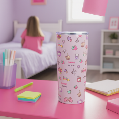 Kawaii Gamer Girl 20oz Tumbler – Cute Gaming-Themed Stainless Steel Cup for Kids