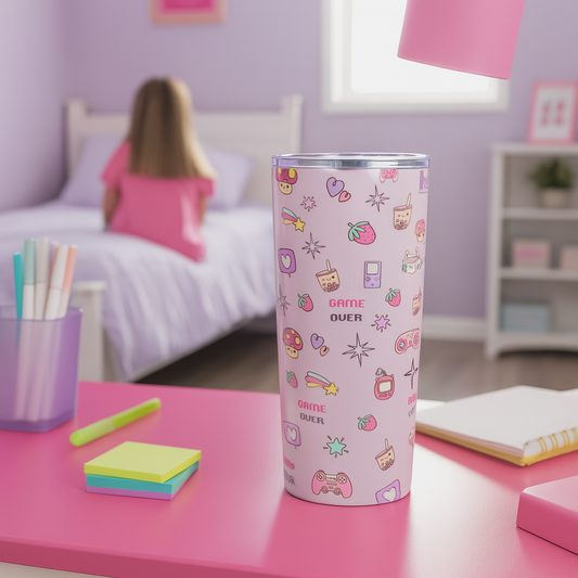 Kawaii Gamer Girl 20oz Tumbler – Cute Gaming-Themed Stainless Steel Cup for Kids