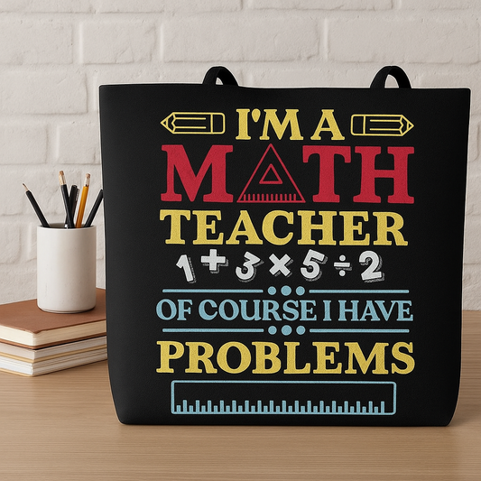 🧮 Funny Math Teacher Weekender Tote Bag – “Of Course I Have Problems” Quote