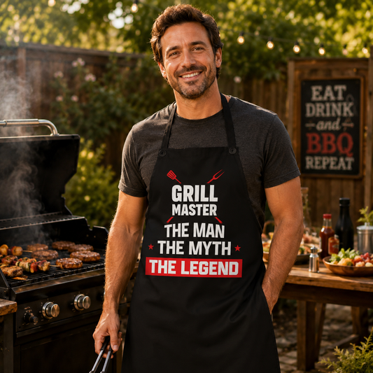 Grill Master Apron – The Man, The Myth, The Legend BBQ Apron for Dad