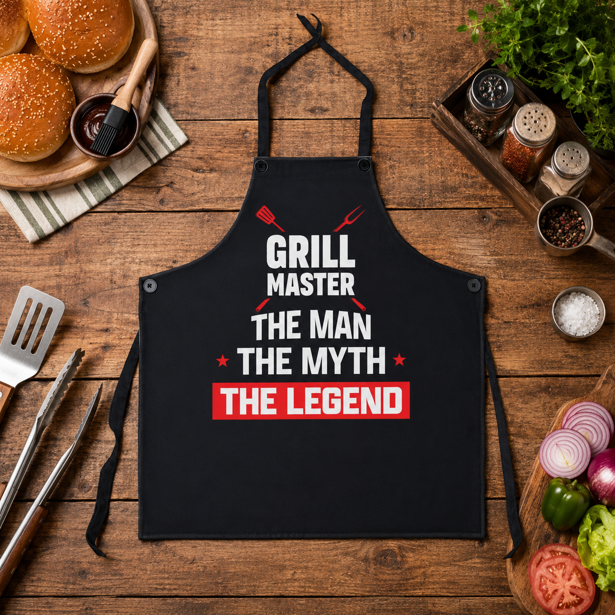 Grill Master Apron – The Man, The Myth, The Legend BBQ Apron for Dad