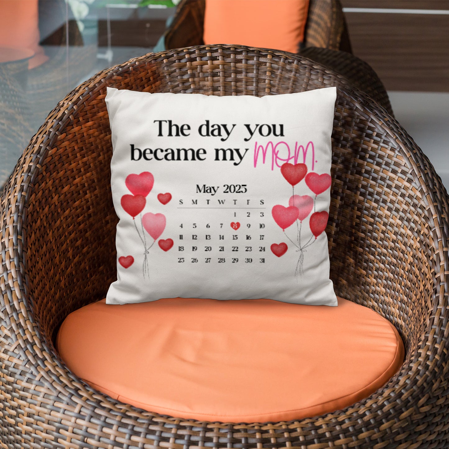 Personalized “The Day You Became My Mom” Throw Pillow – Custom Date Keepsake Gift