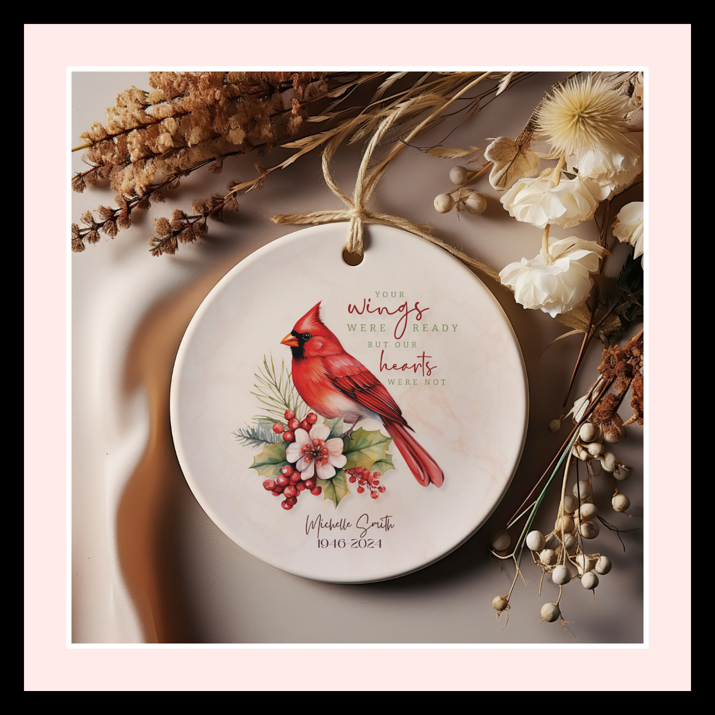Personalized Memorial Ornament – “Your Wings Were Ready” Cardinal Remembrance Ornament