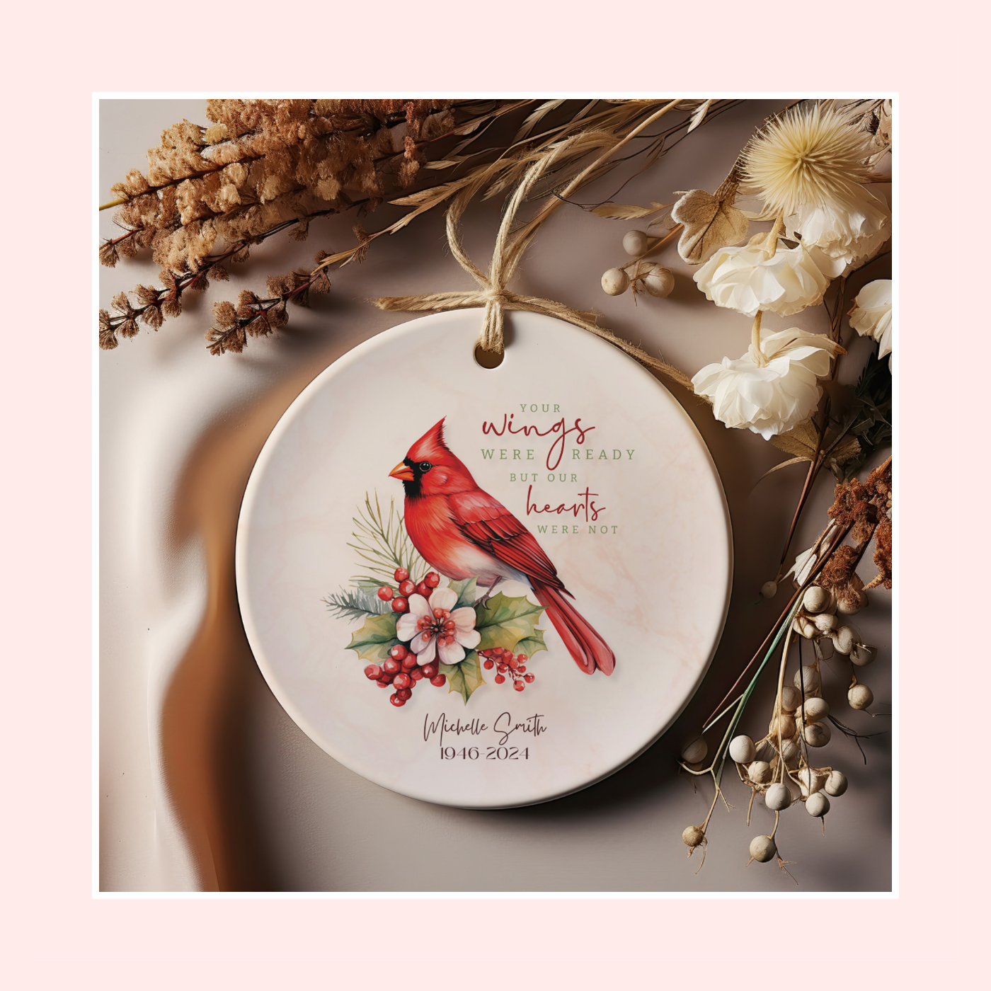 Personalized Memorial Ornament – “Your Wings Were Ready” Cardinal Remembrance Ornament