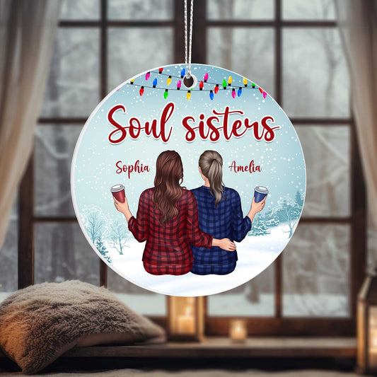 Personalized Soul Sisters Ornament – Custom Name Christmas Gift for Best Friends or Sisters, Holiday Ornament