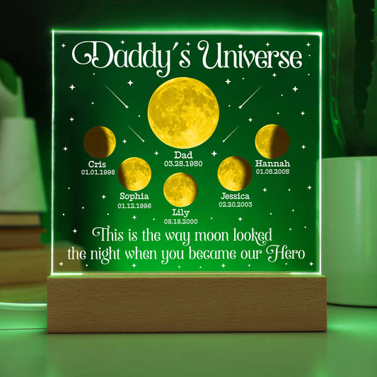 Daddy’s Universe Custom Moon Phase Father's Day Acrylic Plaque Gift For Dad