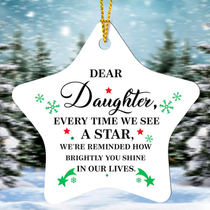 Dear Daughter Star Ornament – Christmas Gift from Parents, Inspirational Keepsake, Holiday Tree Decoration 2025