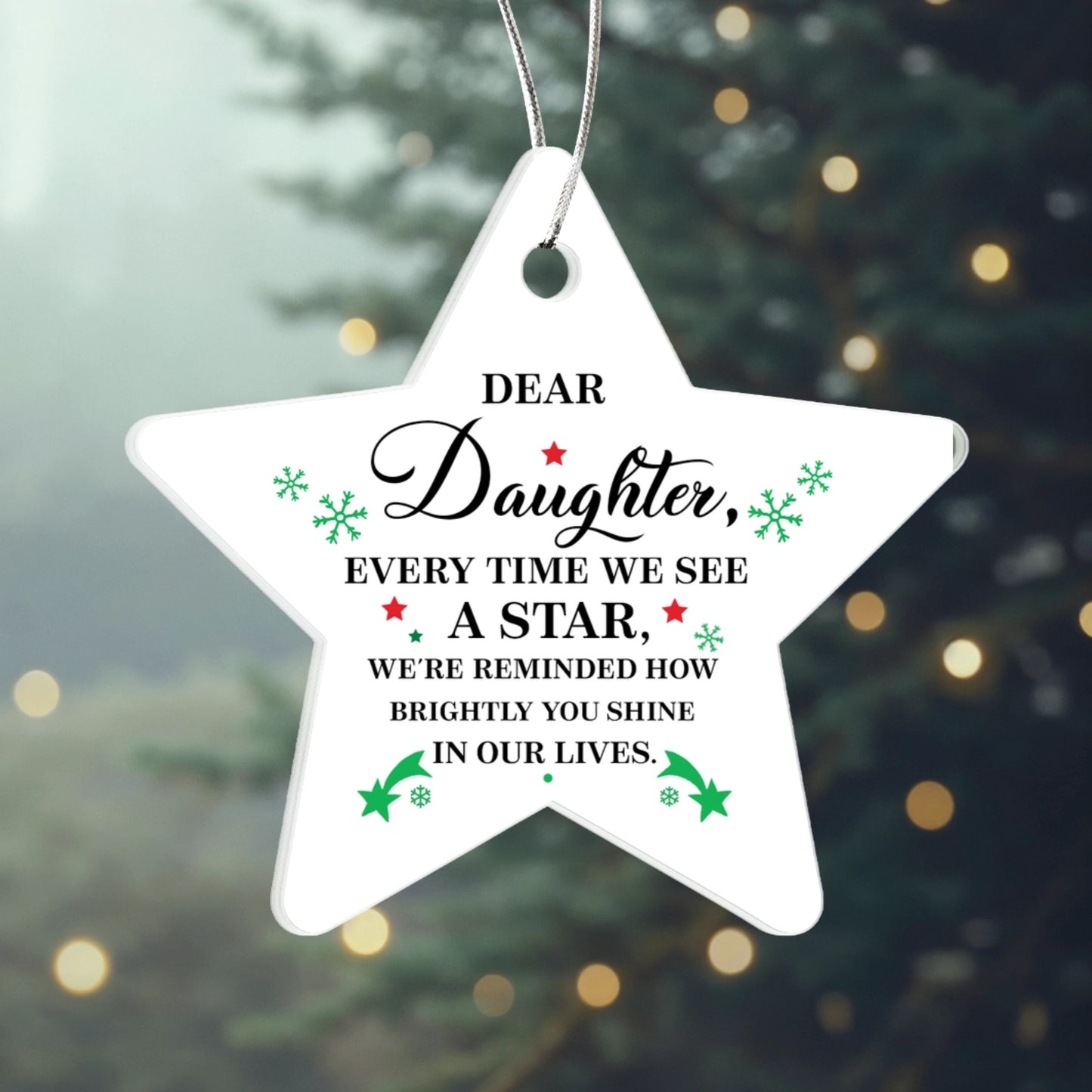 Dear Daughter Star Ornament – Christmas Gift from Parents, Inspirational Keepsake, Holiday Tree Decoration 2025
