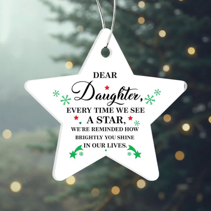 Dear Daughter Star Ornament – Christmas Gift from Parents, Inspirational Keepsake, Holiday Tree Decoration 2025