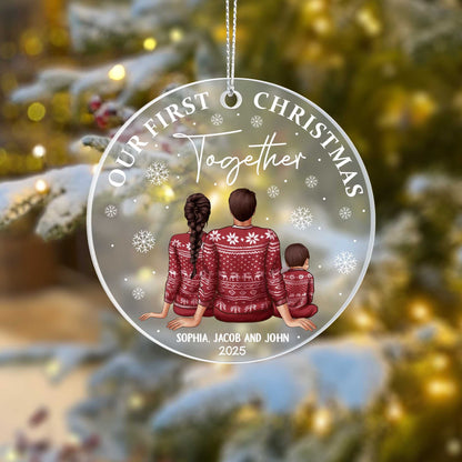 Personalized Family Christmas Ornament – Our First Christmas Together Custom Name & Year Gift for Couples, Parents, or Kids