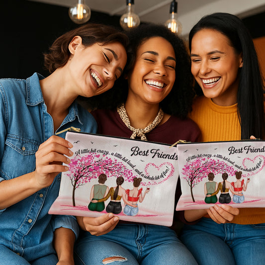 Custom Best Friend Makeup Bag - Personalized Characters Cosmetic Pouch