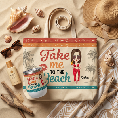 Take Me to the Beach" Personalized Weekender Tote Bag  | Girls Trip Beach Bag