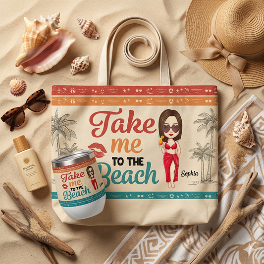 Take Me to the Beach" Personalized Weekender Tote Bag  | Girls Trip Beach Bag
