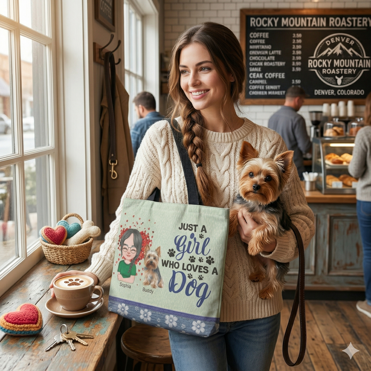 Just a Girl Who Loves a Dog" Personalized Tote Bag – Custom Girl & Dog Characte | Dog Lover Tote Bag