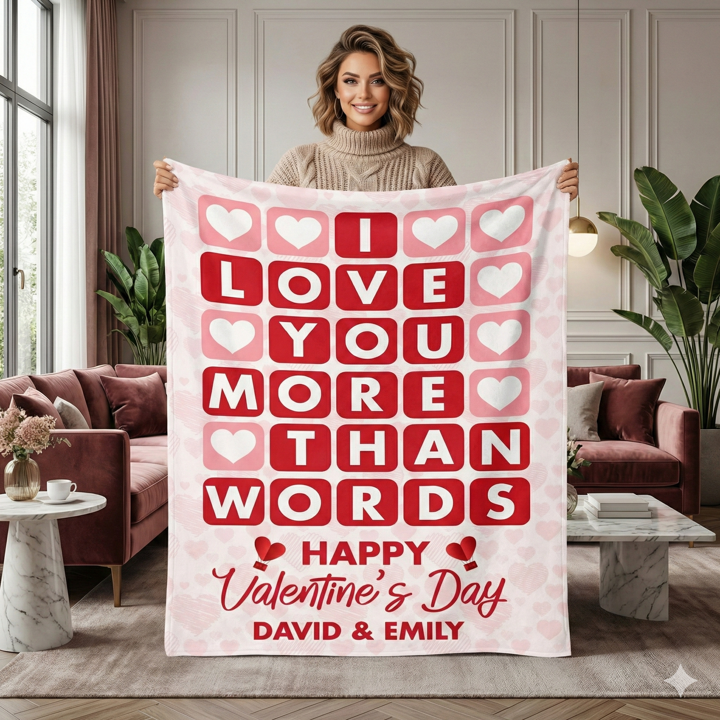 I Love You More Fleece Blanket – Personalized Valentine Couple Blanket