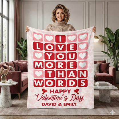I Love You More Fleece Blanket – Personalized Valentine Couple Blanket