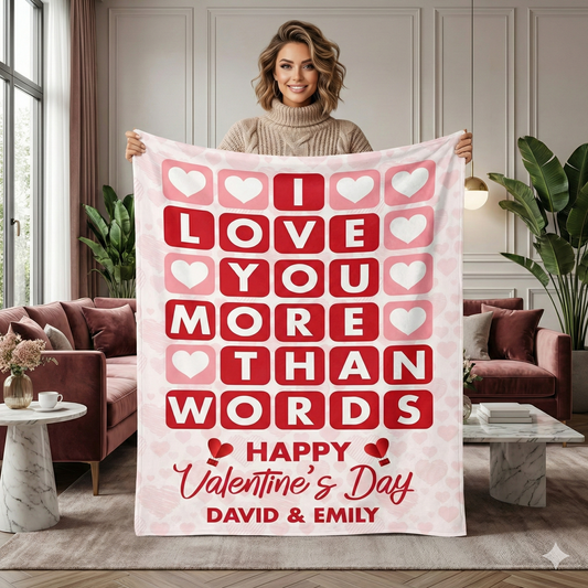 I Love You More Fleece Blanket – Personalized Valentine Couple Blanket