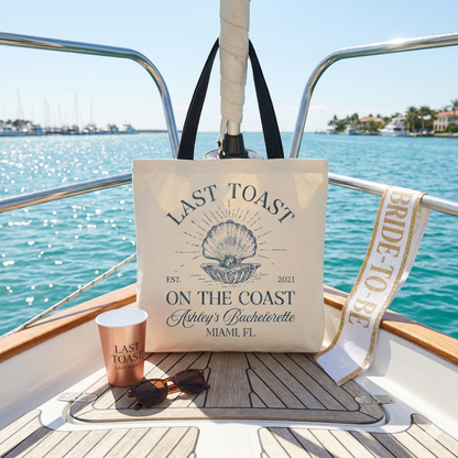 Customized "Last Toast on the Coast" Bachelorette Tote Bag