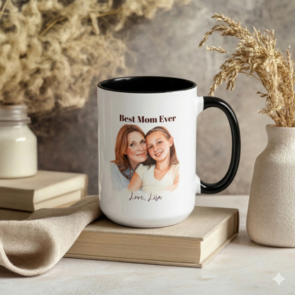 Personalized Custom Mug, Best Mom Ever Gift, Mother's Day Coffee Cup, Photo Mug, Personalized Gift for Mom, Custom Message Mug
