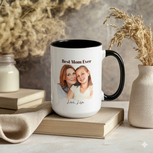 Personalized Custom Mug, Best Mom Ever Gift, Mother's Day Coffee Cup, Photo Mug, Personalized Gift for Mom, Custom Message Mug