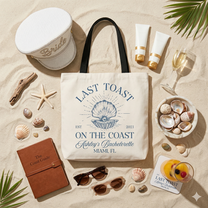 Customized "Last Toast on the Coast" Bachelorette Tote Bag