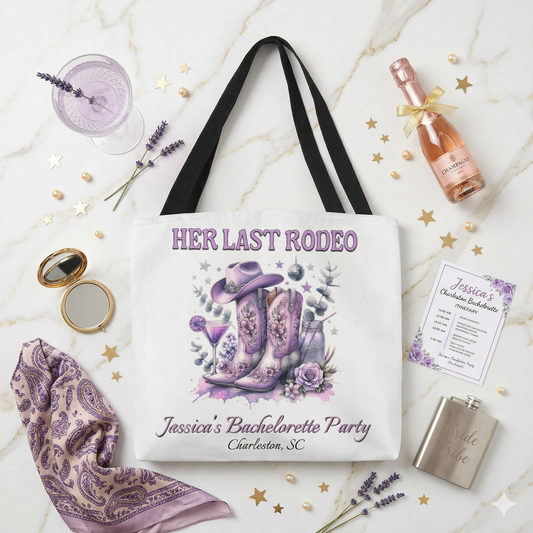 Personalized "Her Last Rodeo" Bachelorette Tote Bag With Name & Location