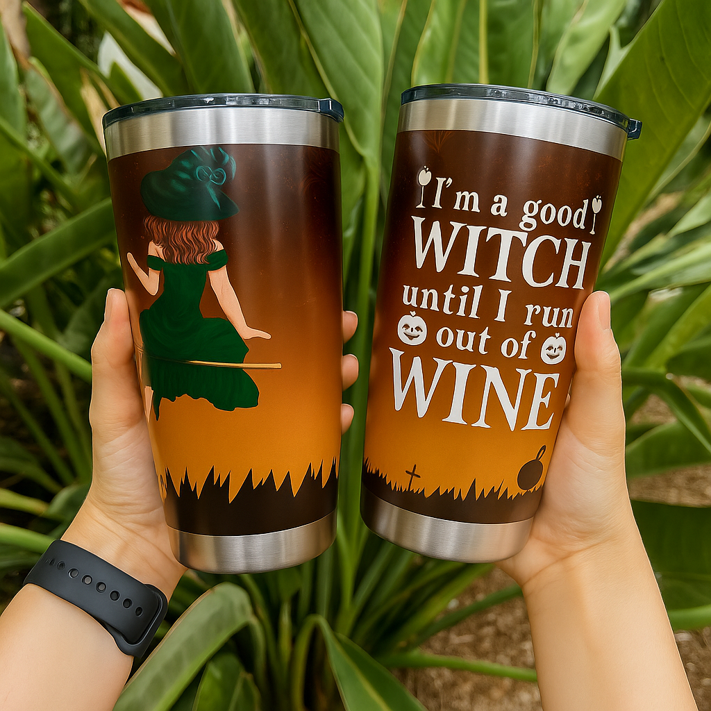 Good Witch Until I Run Out of Wine – Halloween Travel  Vagabond 20oz Tumbler
