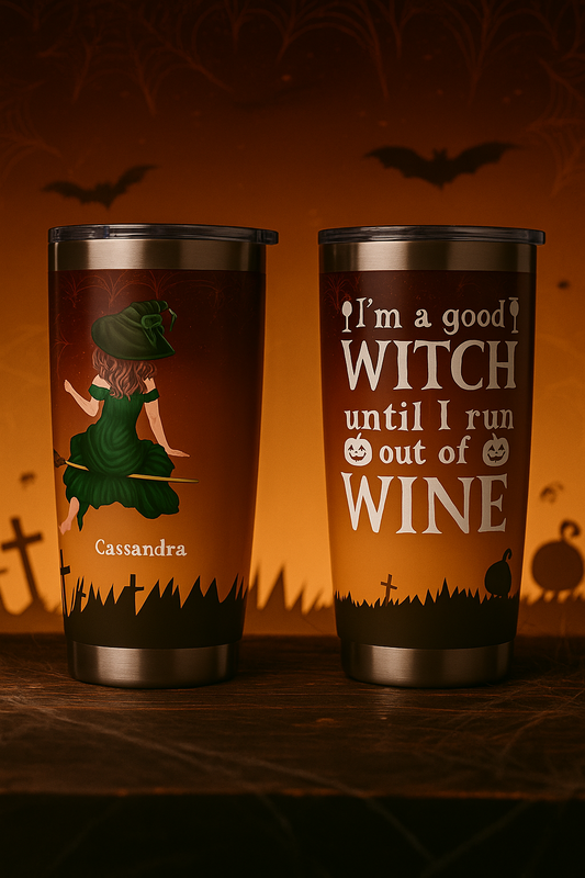 Good Witch Until I Run Out of Wine – Halloween Travel  Vagabond 20oz Tumbler