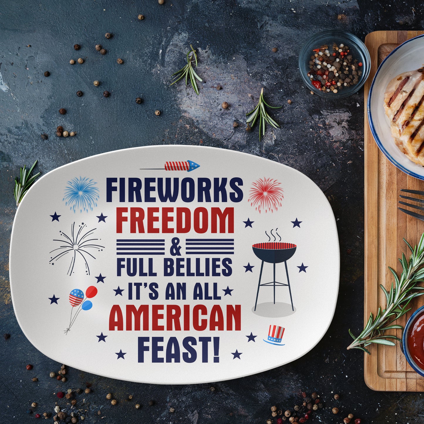 All-American Feastware Collection – 4th of July Plates, Platters & Bowls