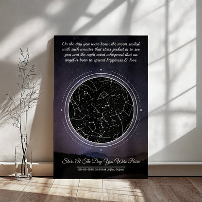 Custom Star Map Canvas – Personalized Night Sky Print with Name & Birthdate !