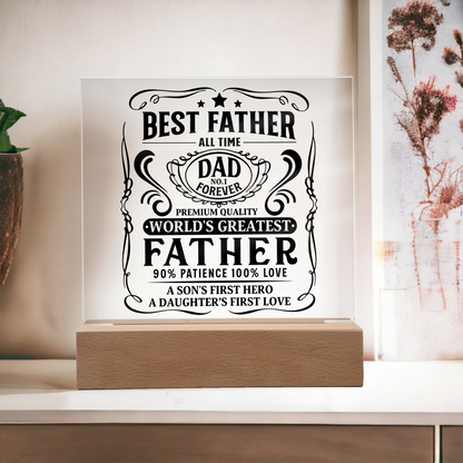 World’s Greatest Father Acrylic Plaque – Best Dad Gift for Father’s Day or Birthday